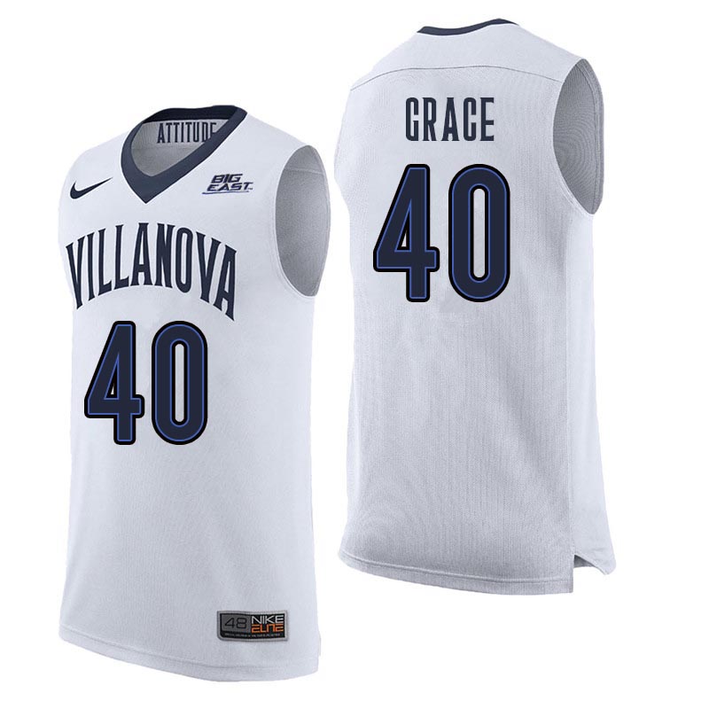 Men Villanova Wildcats #40 Denny Grace College Basketball Jerseys Sale-White - Click Image to Close